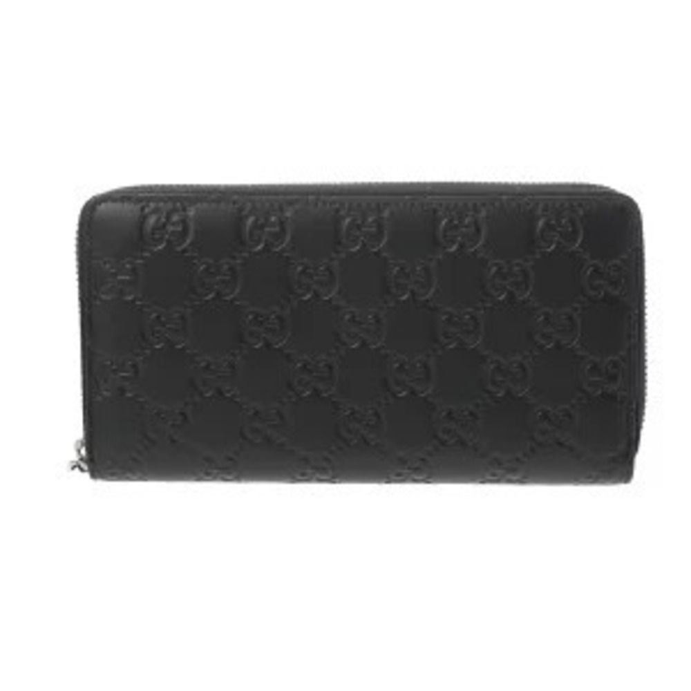Gucci Guccissima Round Zip Long Wallet Black Leather